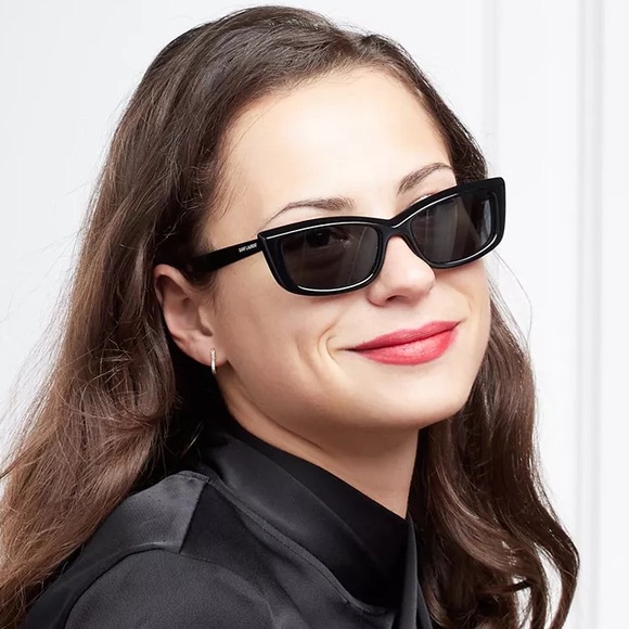 NEW SAINT LAURENT SL 658 001 SUNGLASSES SAINT LAURENT SL658 001 BLACK CAT EYE - Picture 4 of 5